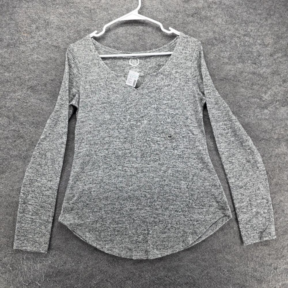 Maurices Sweater Pullover Womens XS Gray V-Neck Tight-Knit Lightweight Stretch